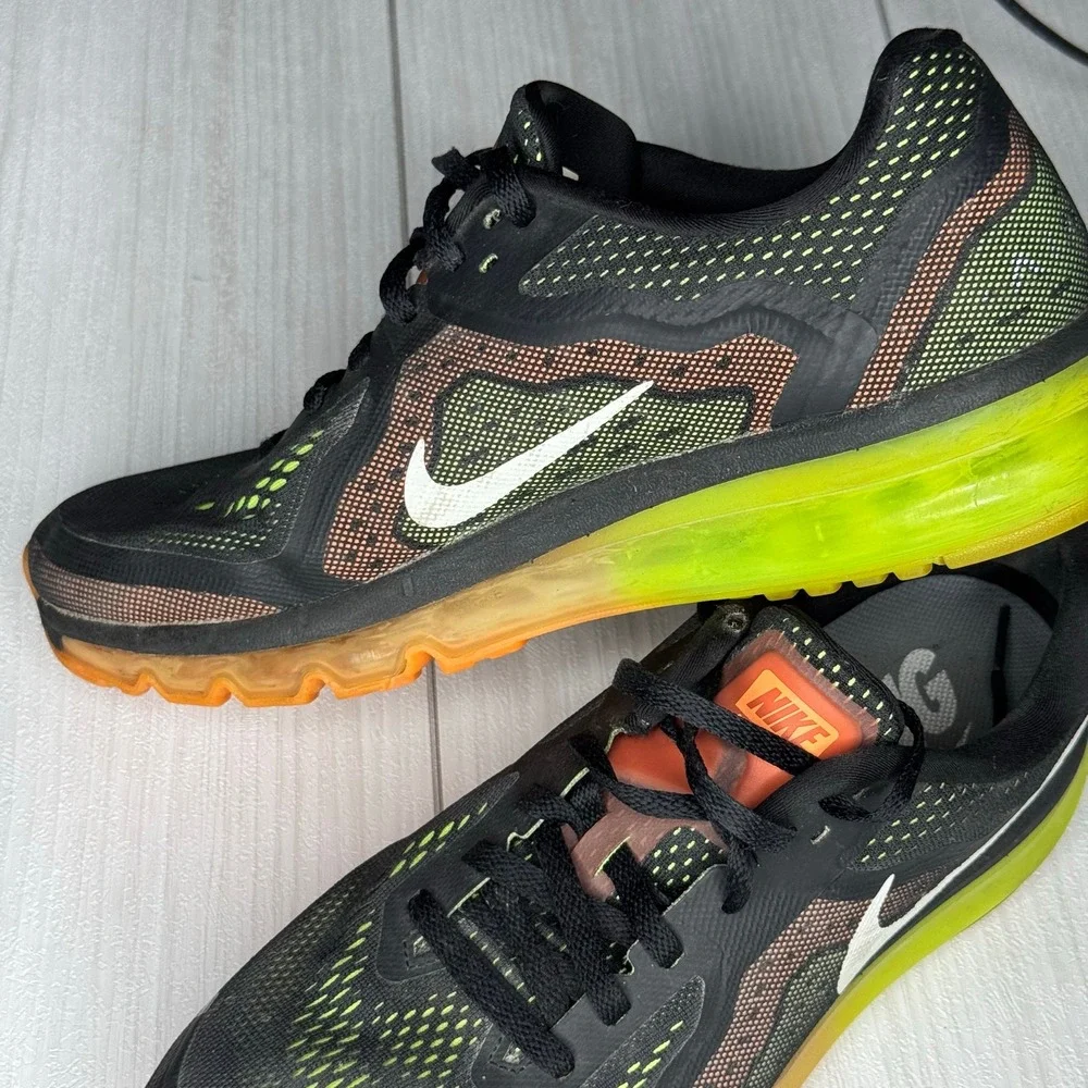 Nike Air Max 2014 Running Shoes‎ Black Green Orange White Sneakers Size 11